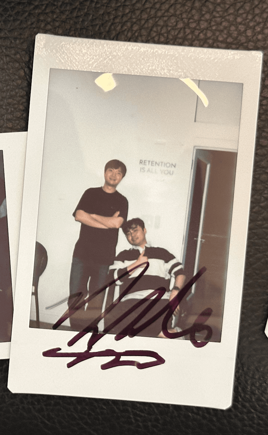 Junseong and Sunghun with the BitterSweet retention poster
